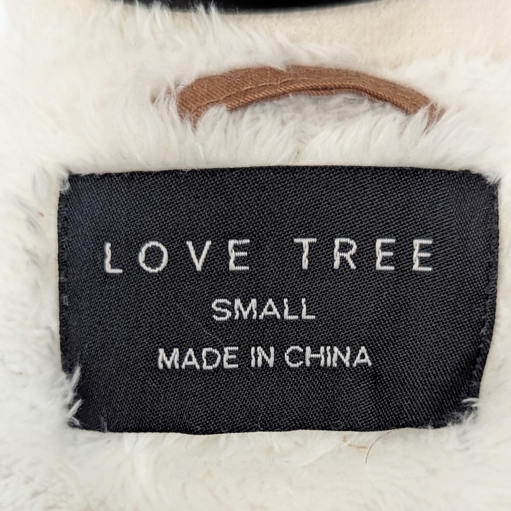 Love Tree Boutique Brown Faux Fur Trimmed Hood Sherpa Lined Jacket Coat Small - Picture 10 of 13